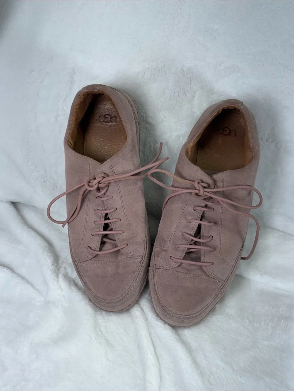 UGG Pink Suede Lace-Up Sneakers